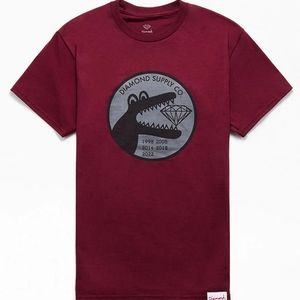 Diamond Supply Co Crocodile Diamond T-Shirt, Medium, Burgundy.
